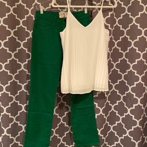 🍎 White Blouse & Sandrine Rose Pants Bundle